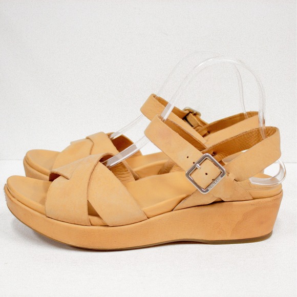 Kork Ease Myrna Leather Sandal Cross Strap Ankle Buckle Platform Wedge Womens 9M - Picture 6 of 11
